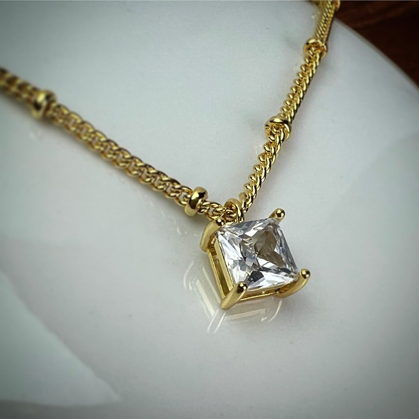 Gold-Plated Cubic Zirconia Necklace with Infused Ashes | Memorial Jewelry | Human Ashes, Pet Ashes, or Breast Milk | Custom Keepsake by The Farewell Collection